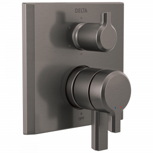 52664-KS H2Okinetic® Современная угловая душевая лейка Raincan с 5 настройками Delta Faucet Universal Showering Черный нержавеющий