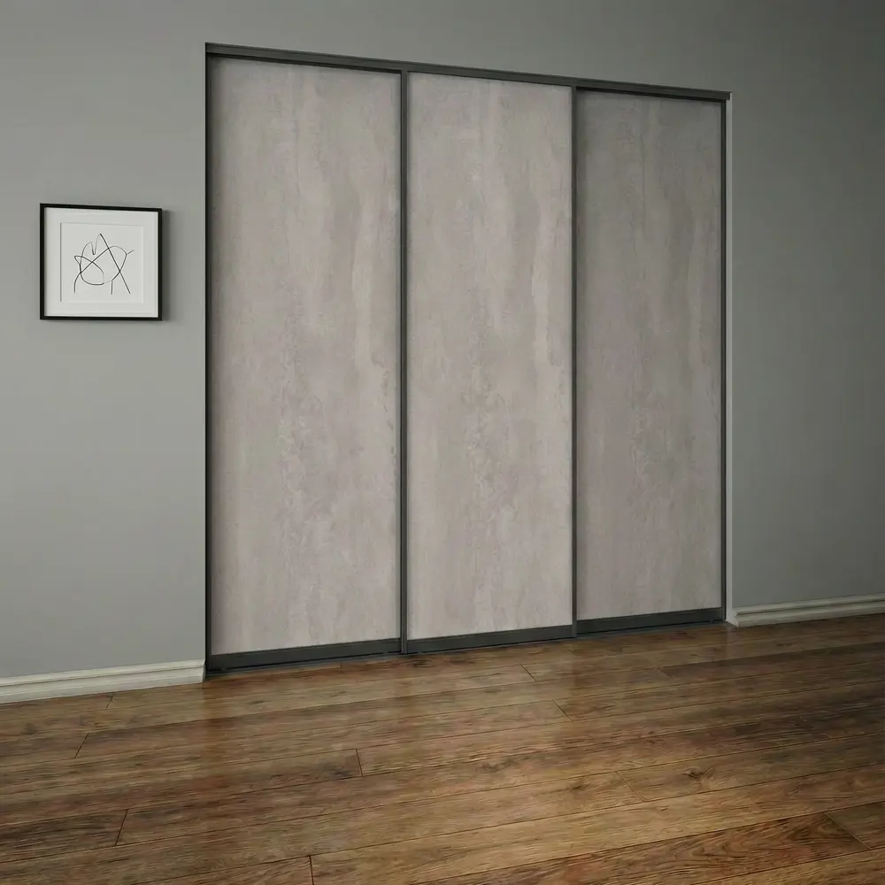 Дверь-купе KONSENSA 225.5x70.4 см МДФ цвет бетон профиль черный STLM-2168913 - Вид №9