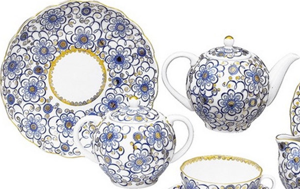 10540151 Императорский фарфоровый завод Сервиз чайный 6/20 "Вьюнок" "Тюльпан" Фарфор твердый 