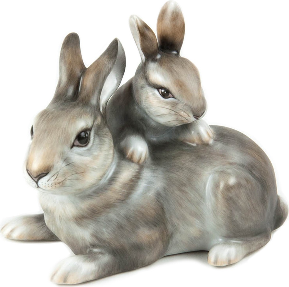 10552820 Herend Фигурка 11см "Крольчиха с крольчонком" Фарфор, Керамика 