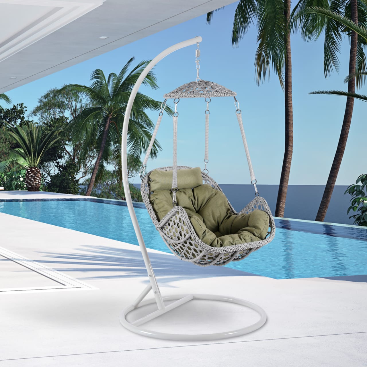 Подвесное кресло искусственный ротанг серое 73х53 см AFINA  00-3860521 Серый  - Вид №2