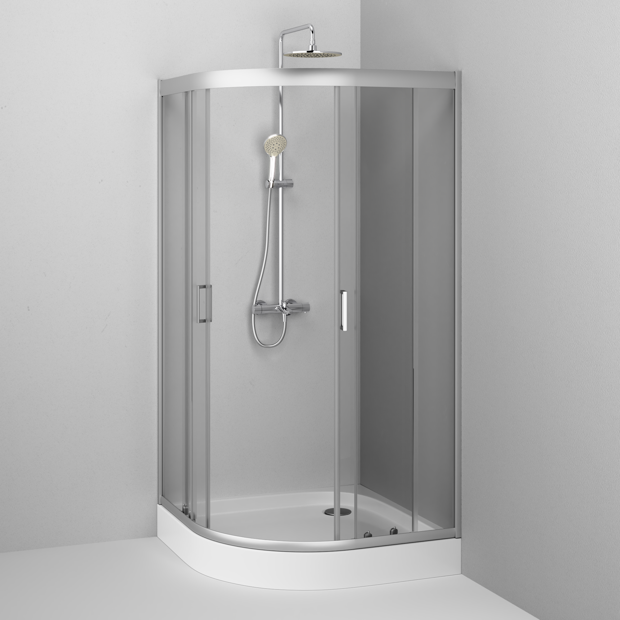 W90G-401-100WT душевое ограждение 100х100 стекло прозрачное профиль матовое серебобез поддона AM.PM Gem - Вид №1