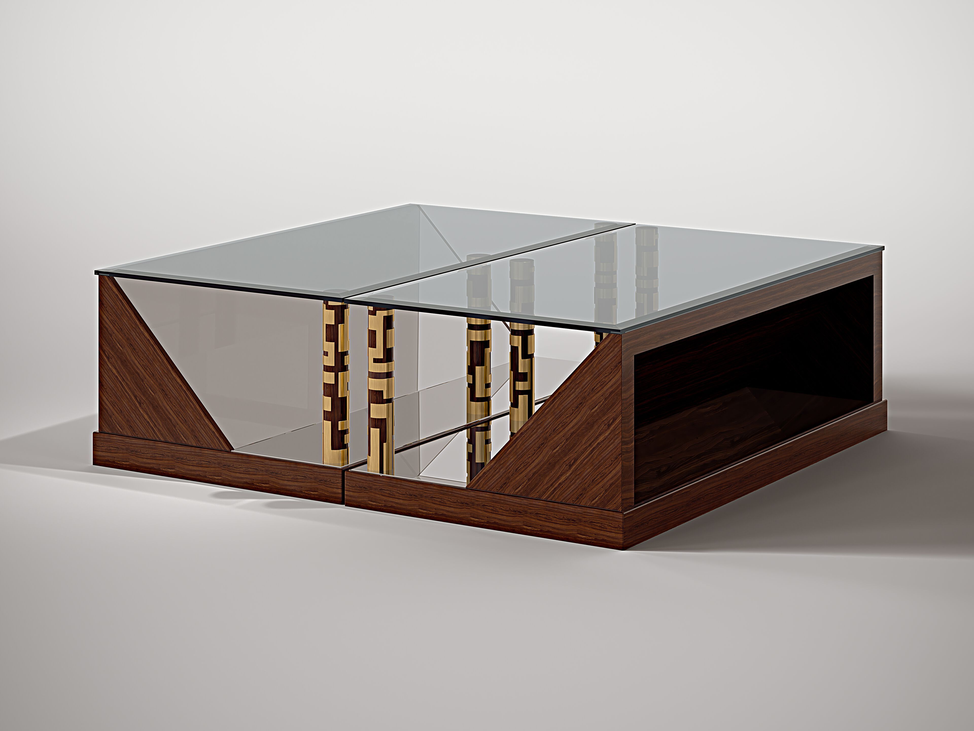 Журнальный столик из дерева и стекла Roman & Co DEVLIN ARCH-00015152