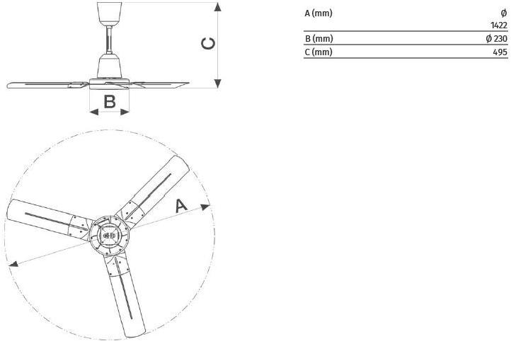 Vortice Реверсивный промышленный потолочный вентилятор Nordik hd 61021 - Вид №3