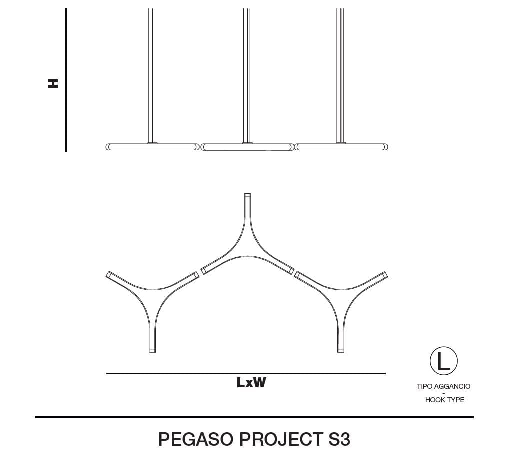 Подвесной светильник из алюминия и кованого стекла Euroluce Lampadari Pegaso ARCH-00093338 - Вид №2