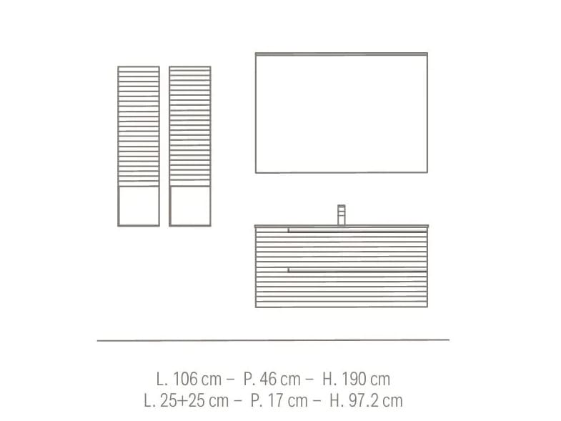 Подвесной умывальник с ящиками и встроенной раковиной BMT Everyday ARCH-00028995 - Вид №2