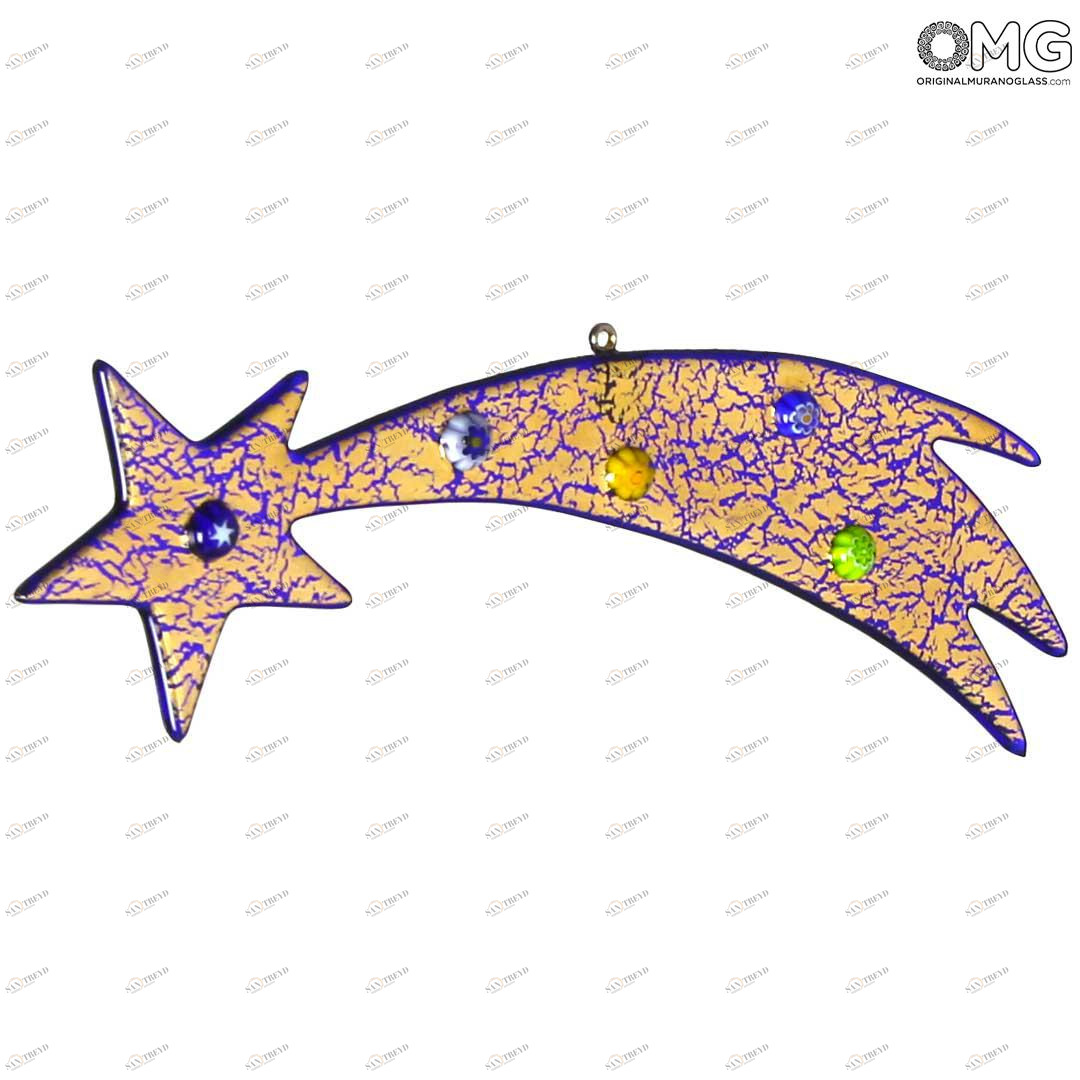 4253 ORIGINALMURANOGLASS Падающая звезда - рождественский декор - муранское стекло OMG 12 см 