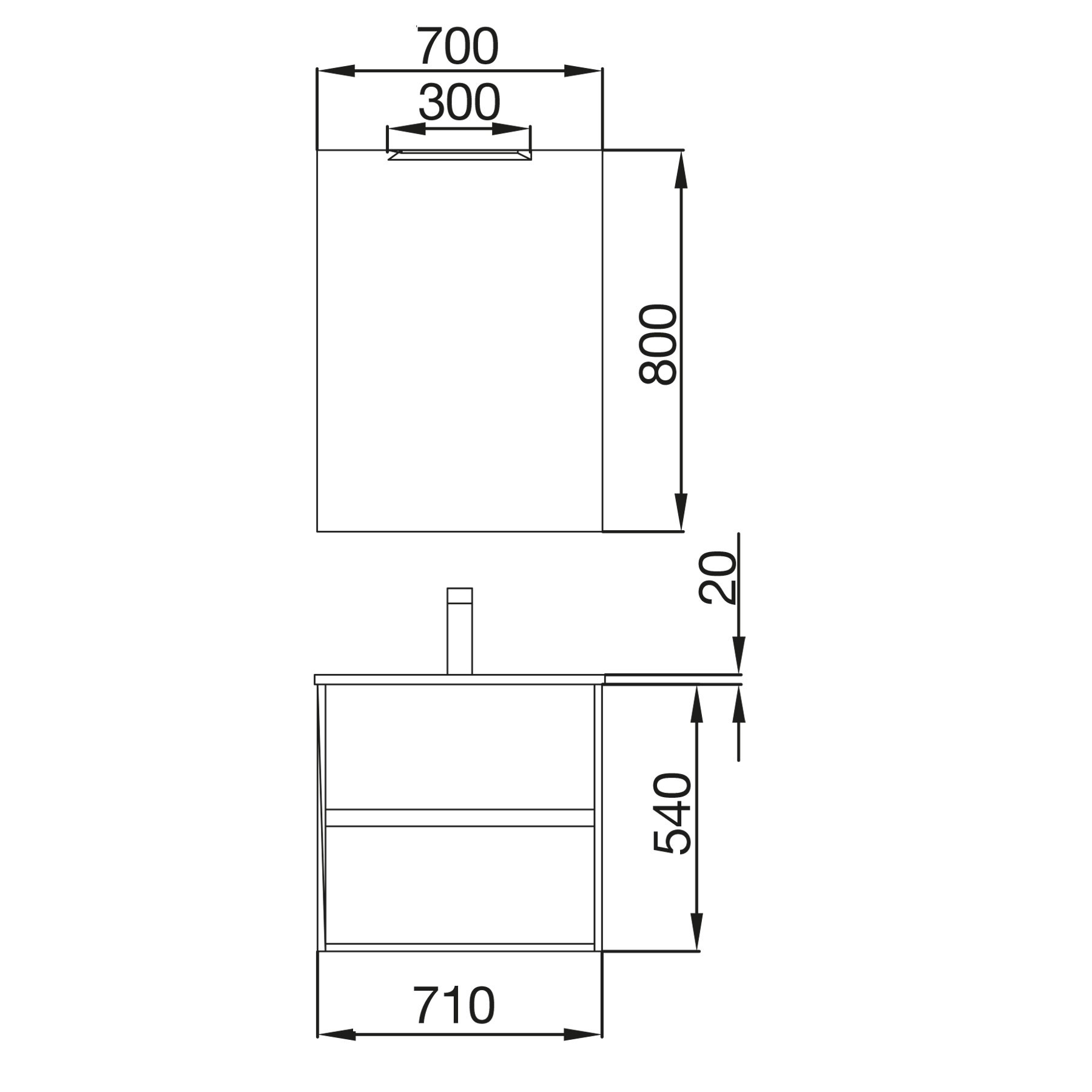 85033 SALGAR Комплект мебели для ванной NOJA 700 ETERNITY OAK + Раковина + Зеркало + Свет Робл Вечность - Вид №2