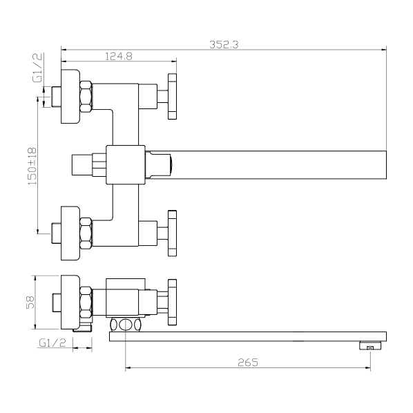 412-P QUATTRO  Смеситель универсальный  ARGO kran  - Вид №1
