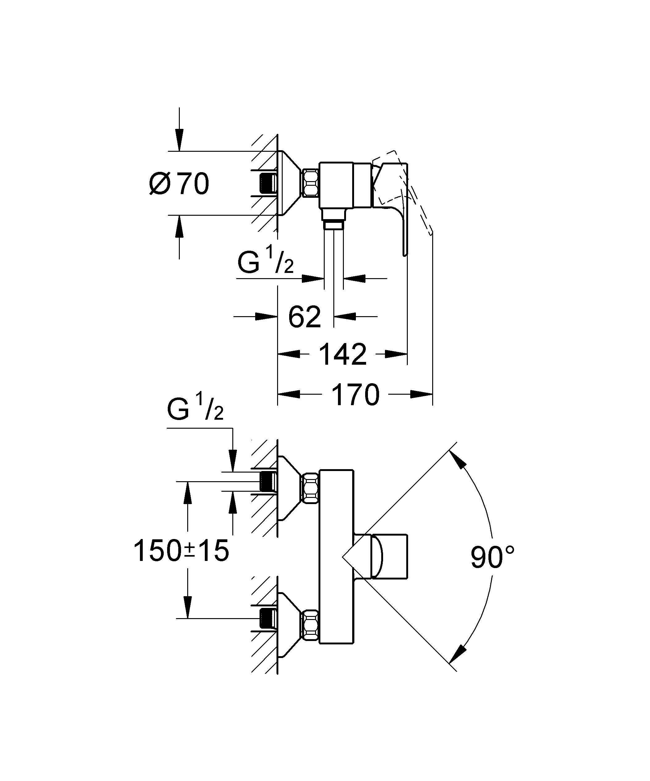 Смеситель для душа Vigour by GROHE, хром (75143026) - Вид №1