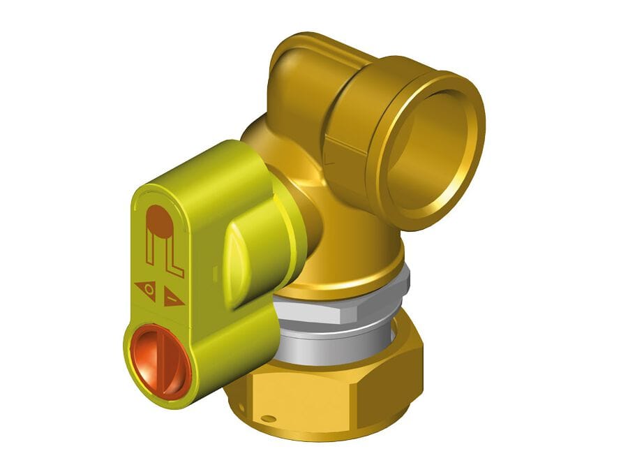 Запорный клапан с гнездом давления и предохранительной ручкой версия 90 ° справа TECO G2 Punto Orange® ARCH-00059930