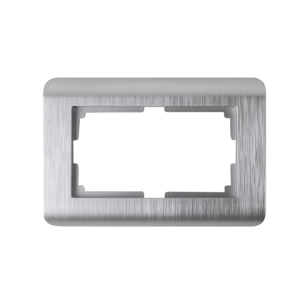 Рамка для розеток и выключателей Werkel Stream 2 поста цвет серебро STLM-2177708