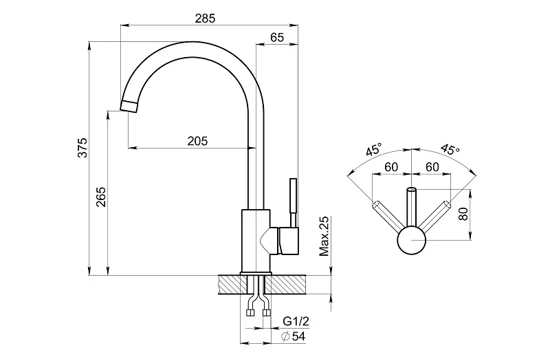 ST-4031, ТУРМАЛИН, СМЕСИТЕЛЬ КУХОННЫЙ GRANULA Standart ST-4031-ST51 - Вид №2