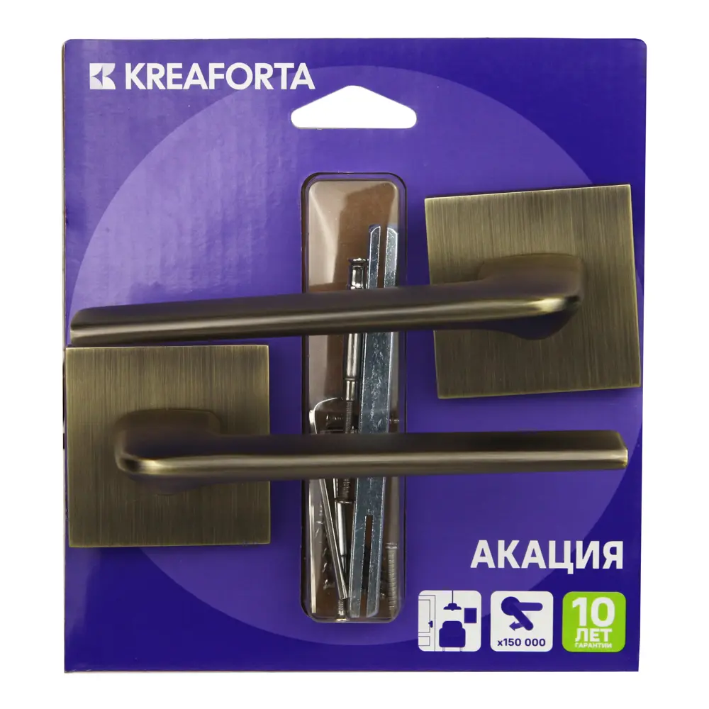 Дверная ручка на розетке KREAFORTA Акация без запирания цвет бронза STLM-2050231 - Вид №3