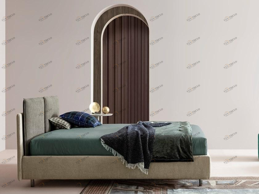 Twils Двуспальная кровать с мягким изголовьем Frick sun-id-1443700