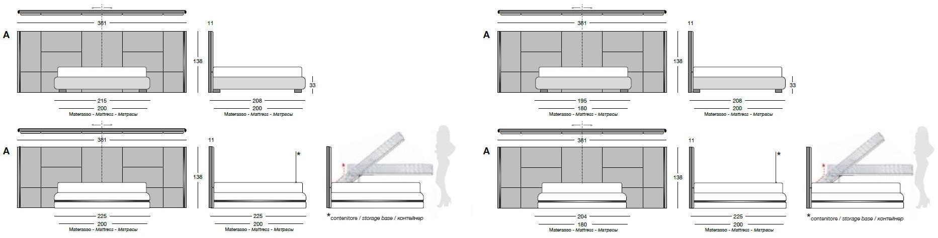 Longhi Кожаная кровать с мягким изголовьем Loveluxe 2018 – illusion collection W 843 - Вид №4