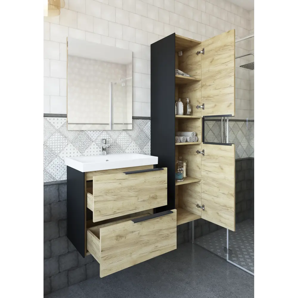 Пенал подвесной Барселона 36 2 полки ЛДСП цвет дуб крафт Santreyd STLM-2201169 - Вид №7