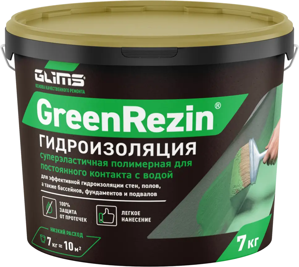 14182298 Гидроизоляция эластичная Glims GreenRezin 7 кг STLM-1015308
