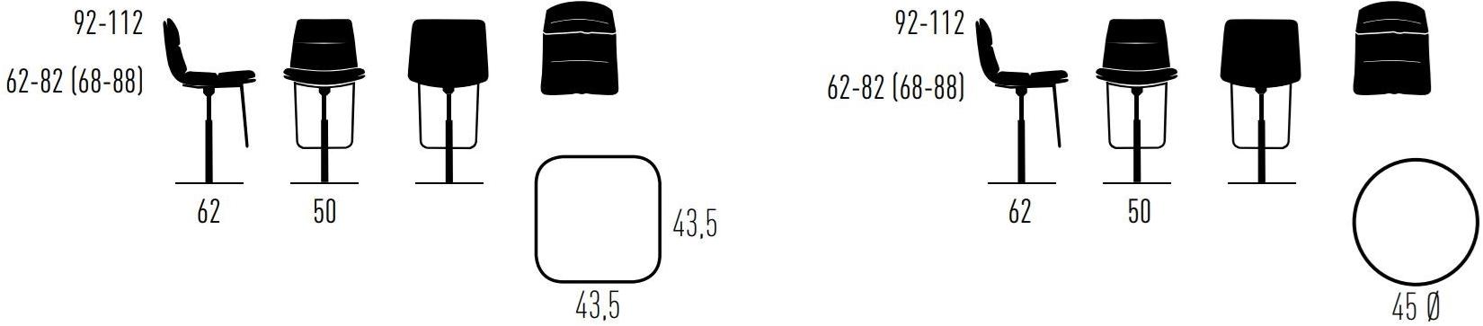 KFF Поворотный табурет с регулируемой высотой с подставкой для ног Arva sun-id-1384119 - Вид №4