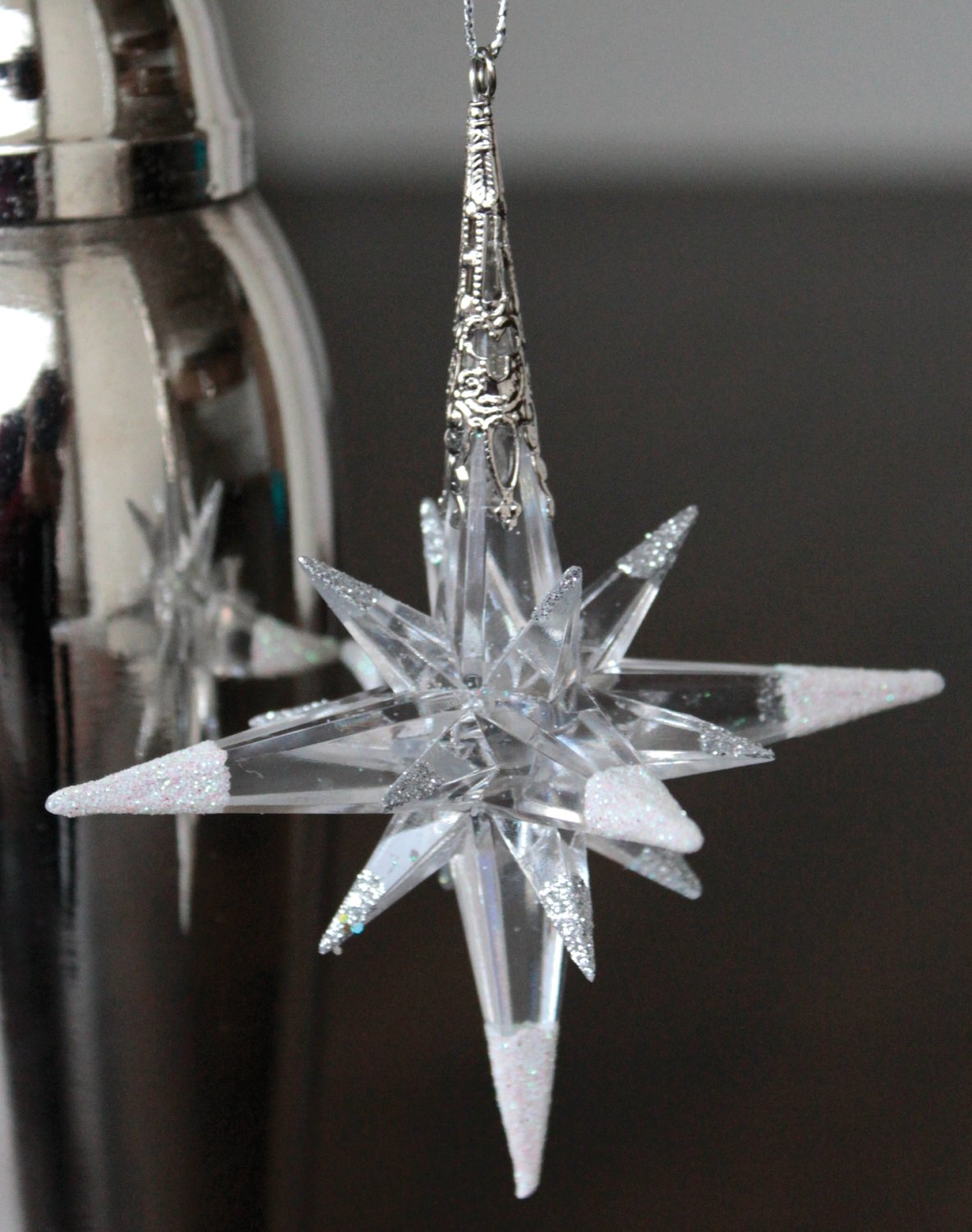 1322 796 a3 Декор звезда, акрил, 10 см, бело-серебристый H-andreas  - Вид №2