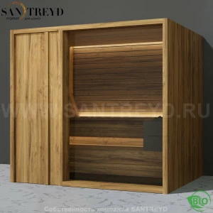 Effegibi YOKU.D105 BI.70200006 Био-сауна с левой дверью. Мощность: 12 кВт макс. Размеры: длина 230 см, ширина 200 см. Отделка: термообработанное дерево