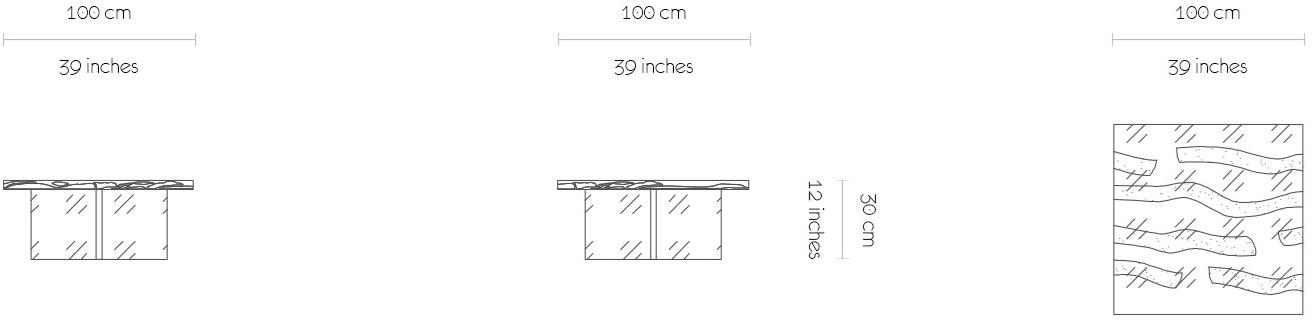 MORADA Квадратный журнальный столик из дерева и стекла Floating liana Floating liana ct - Вид №2