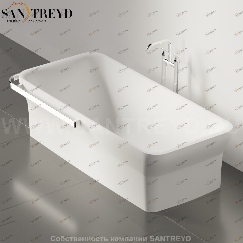 Ванна свободностоящая NOVECENTO с 1 держателем для полотенца белая Agape AVAS0964ZZ