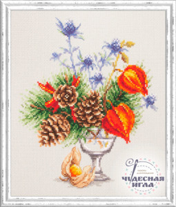 100-001 Зимний букетик Набор для вышивания Чудесная Игла 20 х 23 см Чудесная игла