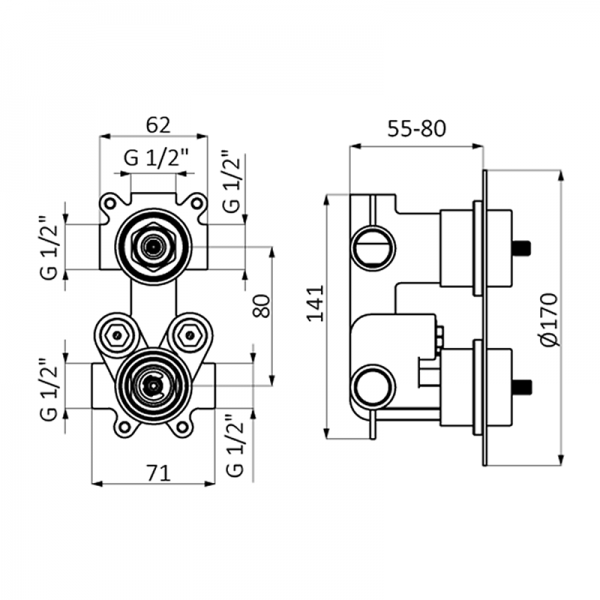 75110716 PREMIUM Белый Встроенный термостатический с запорным Белая роза GRB MIXERS Aura - Вид №1
