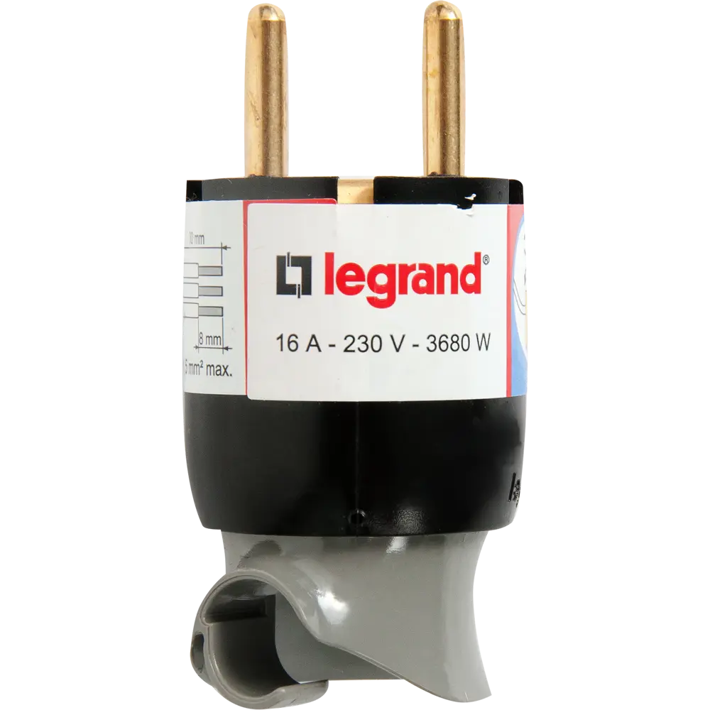 Вилка с заземлением Legrand Элиум поворотный механизм 230 В цвет чёрный STLM-2078411 - Вид №1