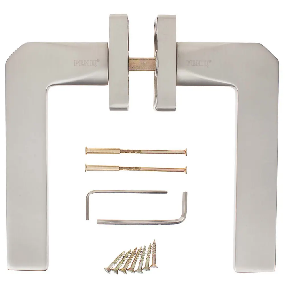 Ручка дверная на розетке КЕРАСКО ЦАМ гальваническое покрытие цвет никель суперматовый RENZ STLM-2179778 - Вид №2