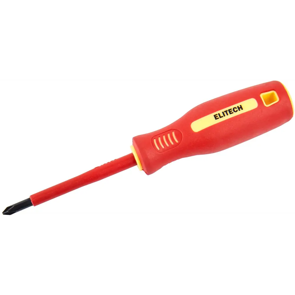 Отвертка крестовая диэлектрическая Elitech PH1x80 мм с магнитным наконечником 89407150 STLM-1576789