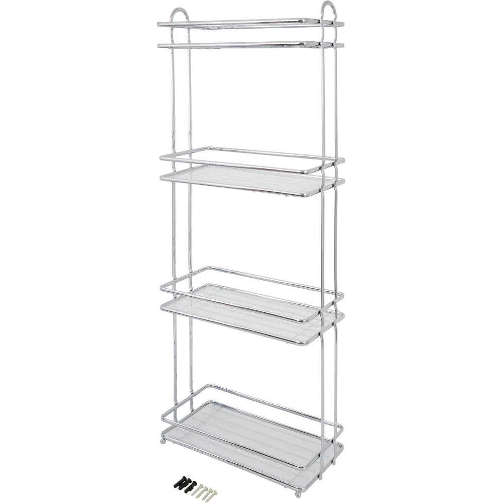 Полка для ванной прямоугольная Swensa четырехъярусная 29.1 см цвет хром SWR STLM-2056380 - Вид №3