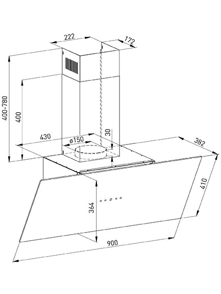 8166175 Вытяжка наклонная Oasis NB-90B черный STDN-0033733 - Вид №12