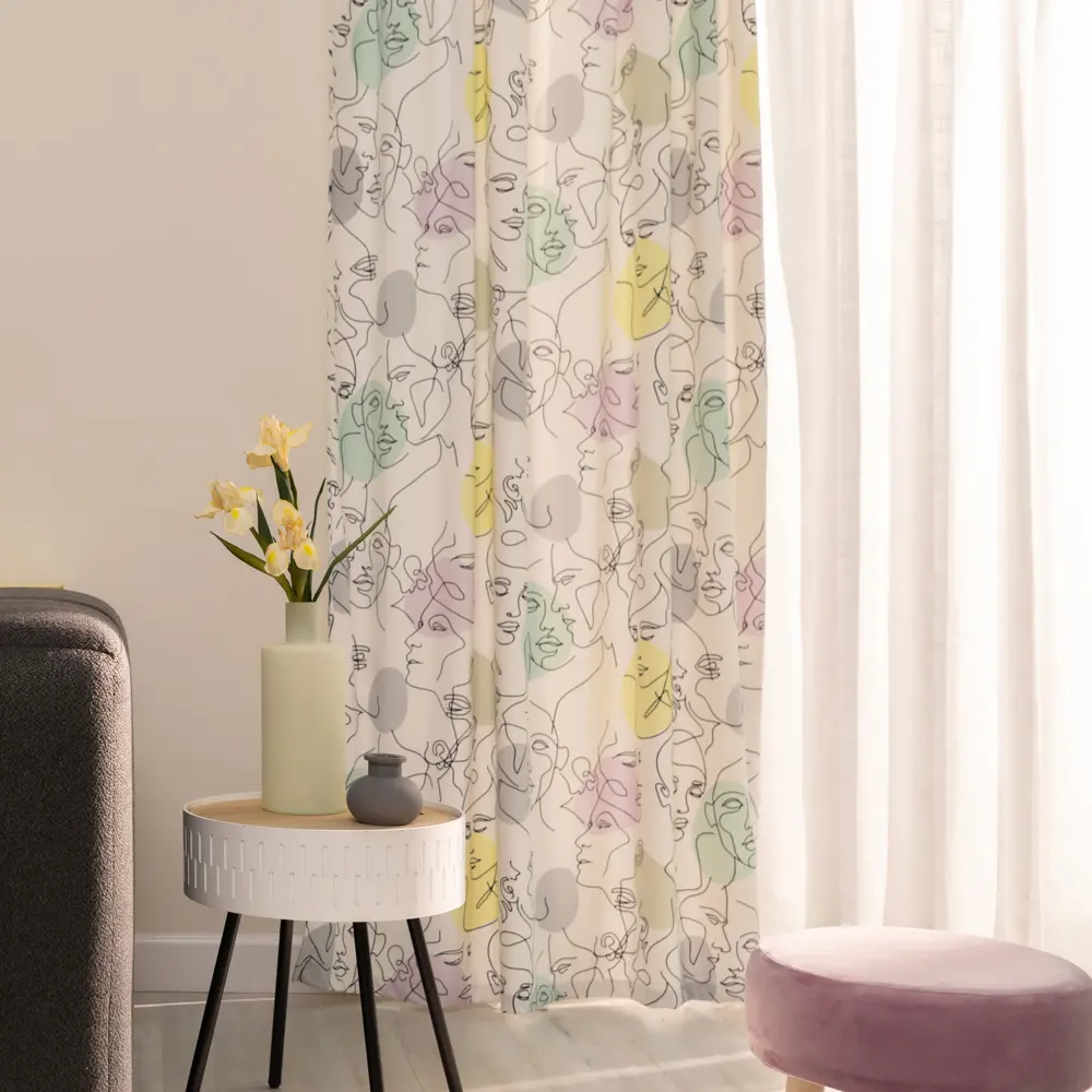 Штора на ленте «Набросок» 140x260 см цвет жёлтый SEASONS STLM-2042266 - Вид №7