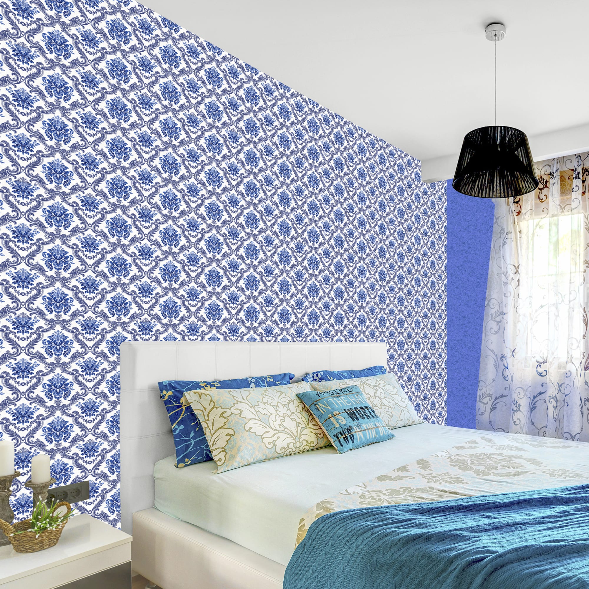 17128772 Обои виниловые синие 0.53 м 10026-66 Классика дамаск Santreyd  - Вид №3