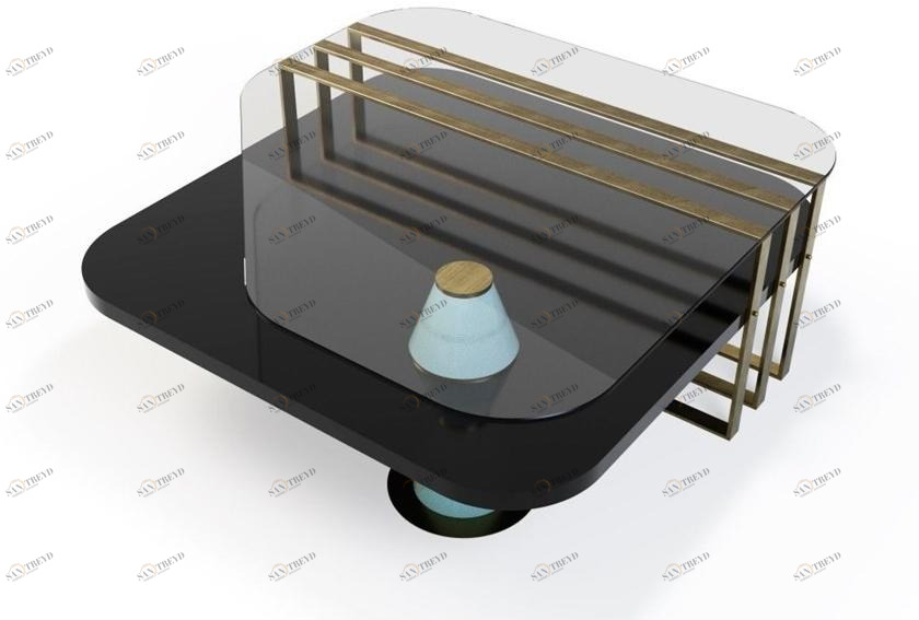 MARIONI Низкий лакированный журнальный столик из дерева Palm 02962