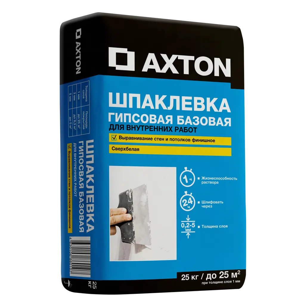 Гипсовая шпаклевка Axton для идеально ровных стен 25 кг 13857222 STLM-1018329