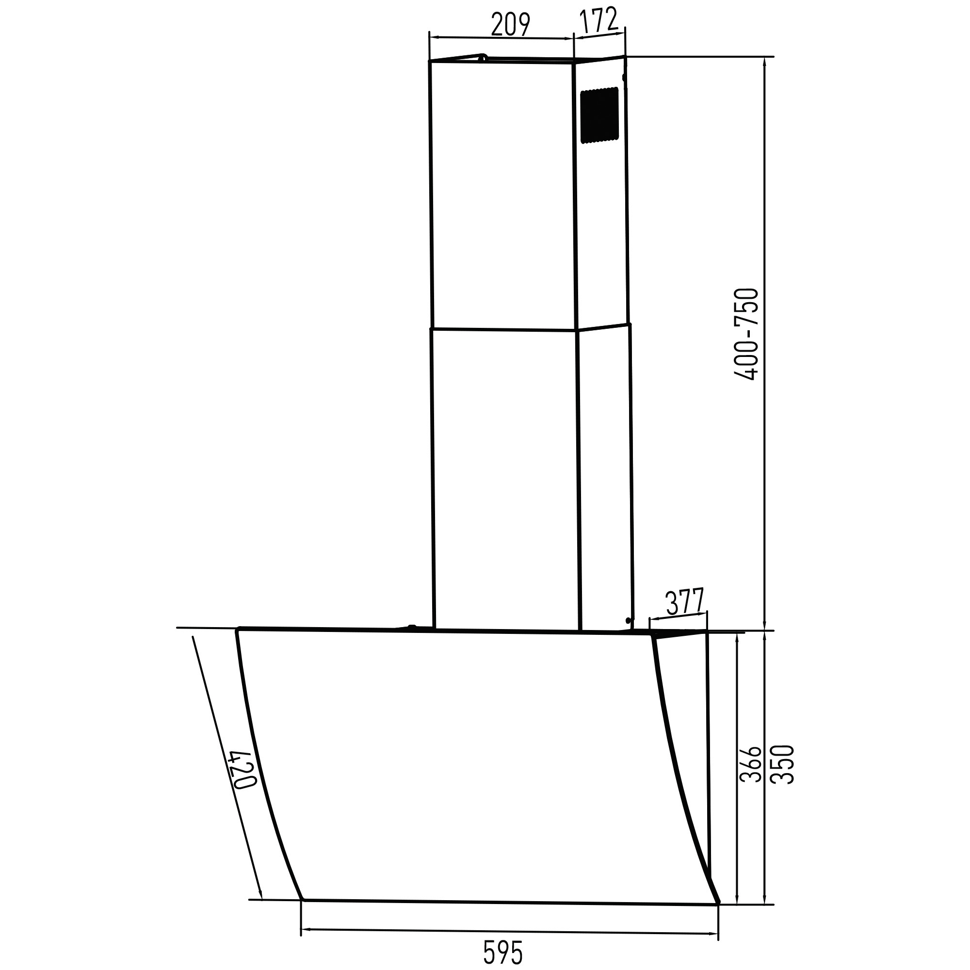 9213494 Вытяжка наклонная Oasis NG-60W белый STDN-0138909 - Вид №8