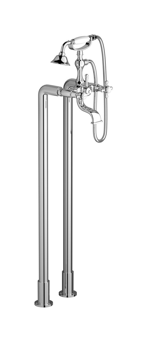Напольный смеситель для ванны с 2 колоннами и душевым гарнитуром. WE ARE IB hr700cc Chrome Hermes