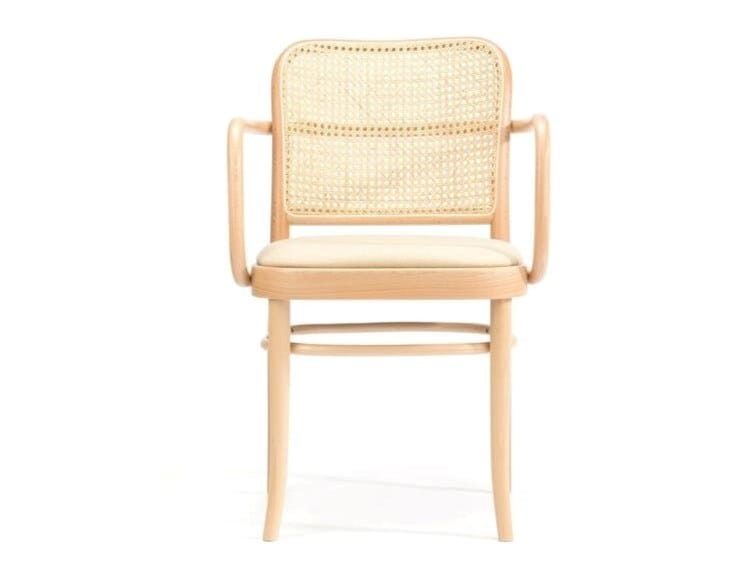 Венский деревянный и соломенный стул с подлокотниками TON 811 ARCH-00135550 - Вид №2