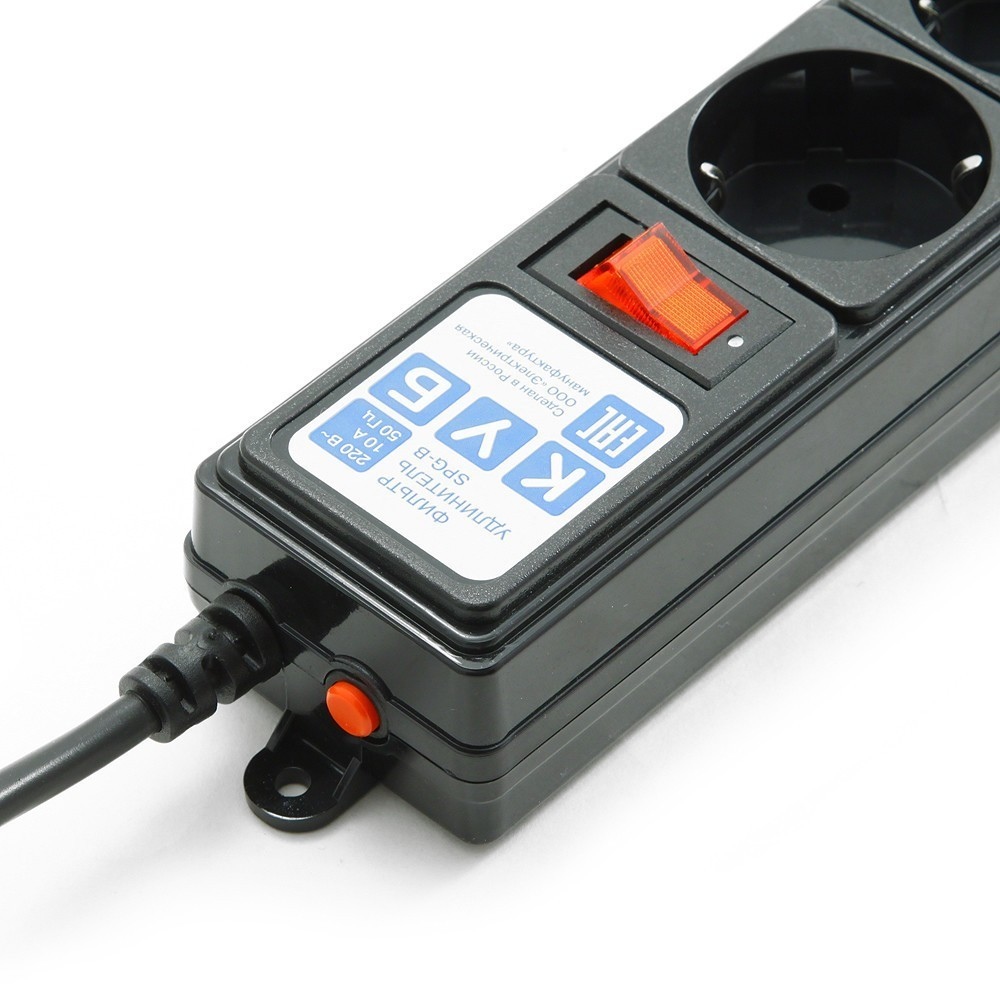 SPG-B-6-BLACK Surge protector power cube b 1.9 m 5 outlets (black) 10a / 2.2kw Электрическая мануфактура Santreyd  - Вид №1