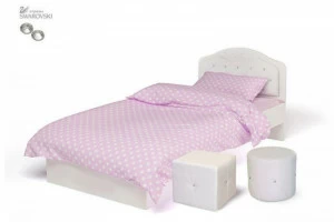 Кровать классика ABC-KING Princess №1 белая кожа со стразами Сваровски (190*90) без ящика и матраса