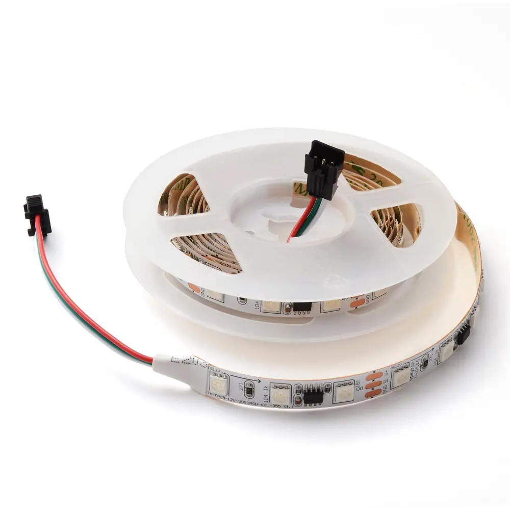 Светодиодная лента адресная SMD 5050 60 диод/14.4 Вт/м 12 В 10 мм IP20 2 м RGB белая подложка 82535313 STLM-2168943 APEYRON  - Вид №11