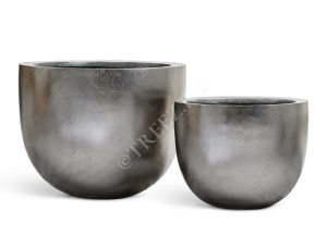 41.3319-04-027-DSL-46 Кашпо  Effectory - серия Metal - Низкая конус-чаша - Стальное серебро Цветочная коллекция