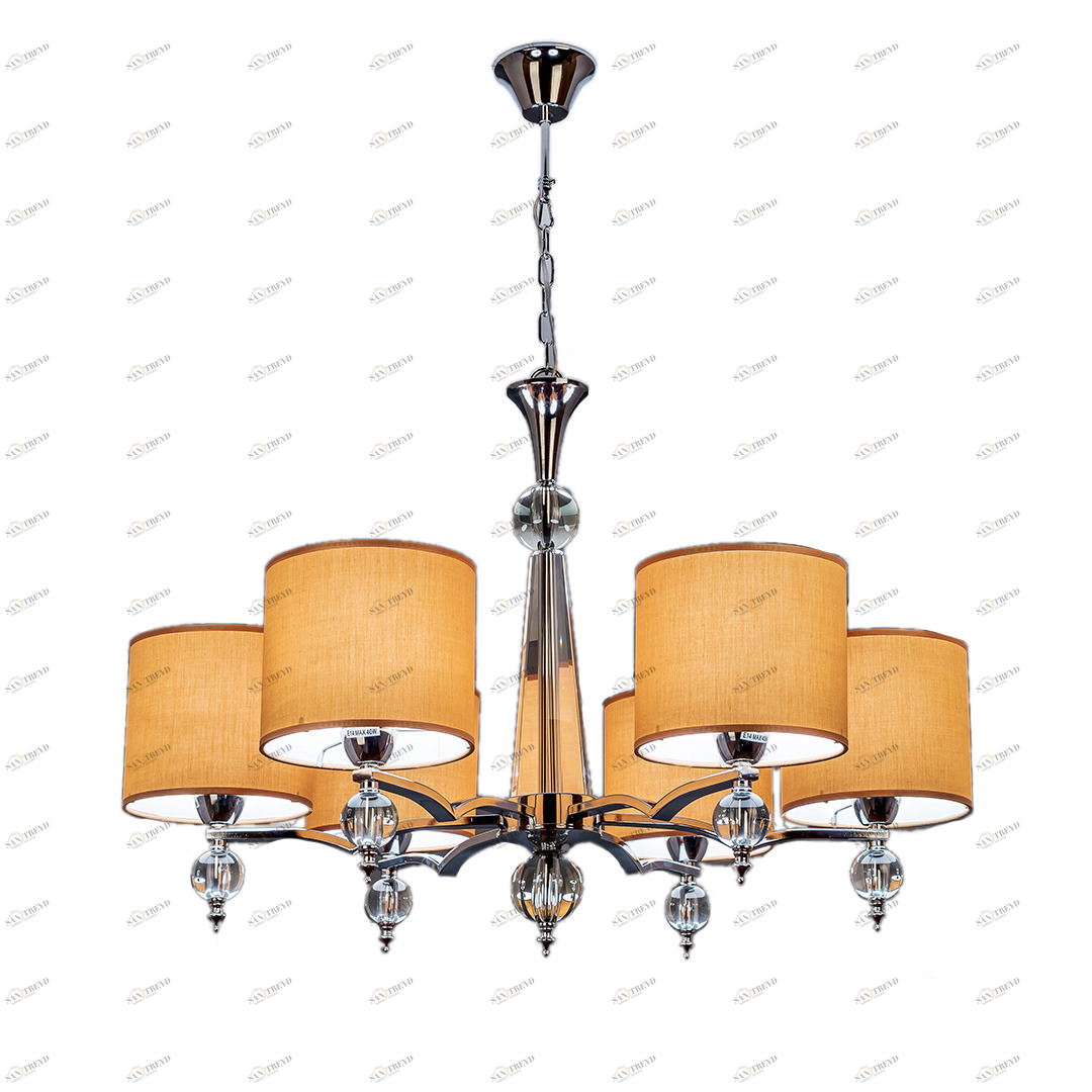 Люстра подвесная с абажуром на 6 ламп мокко Frezia Light 116935 FREZIA LIGHT ДИЗАЙНЕРСКИЕ 00-3953619 Коричневый 
