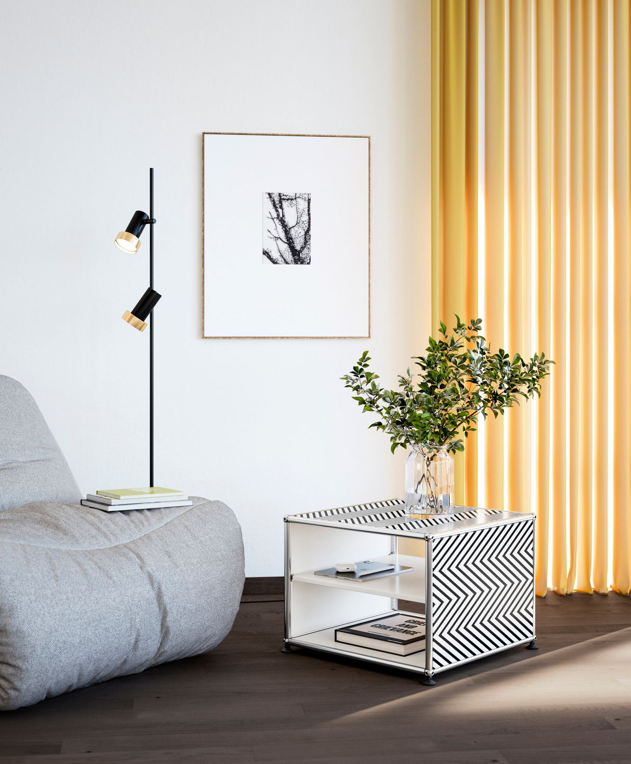 Металлический журнальный столик / прикроватный столик USM ZIGZAG ARCH-00136787 - Вид №1