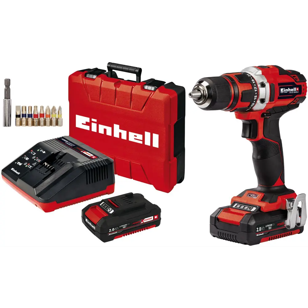 Дрель-шуруповерт аккумуляторная Einhell TE-CD 18/40 Li, 18 В Li-ion 2x2 Ач STLM-2141247 - Вид №3