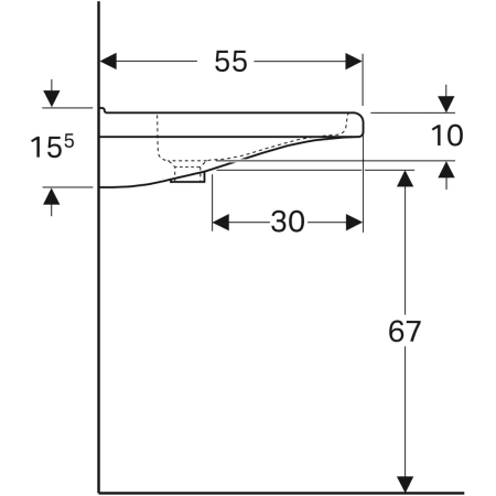128662000 Раковина Geberit Renova Comfort Square, безбарьерная Geberit  - Вид №42