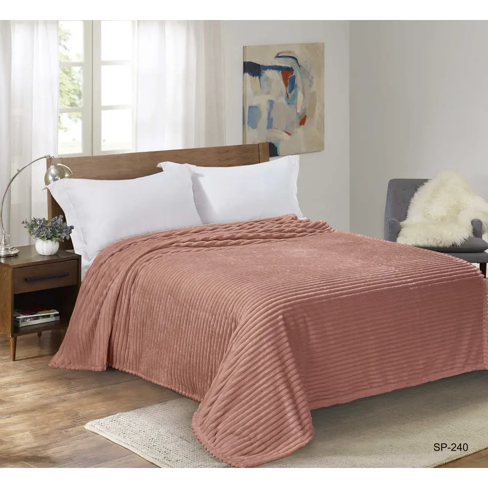 Плед Strips 150x200 см велсофт цвет брусничный Santreyd STLM-2014663 - Вид №4